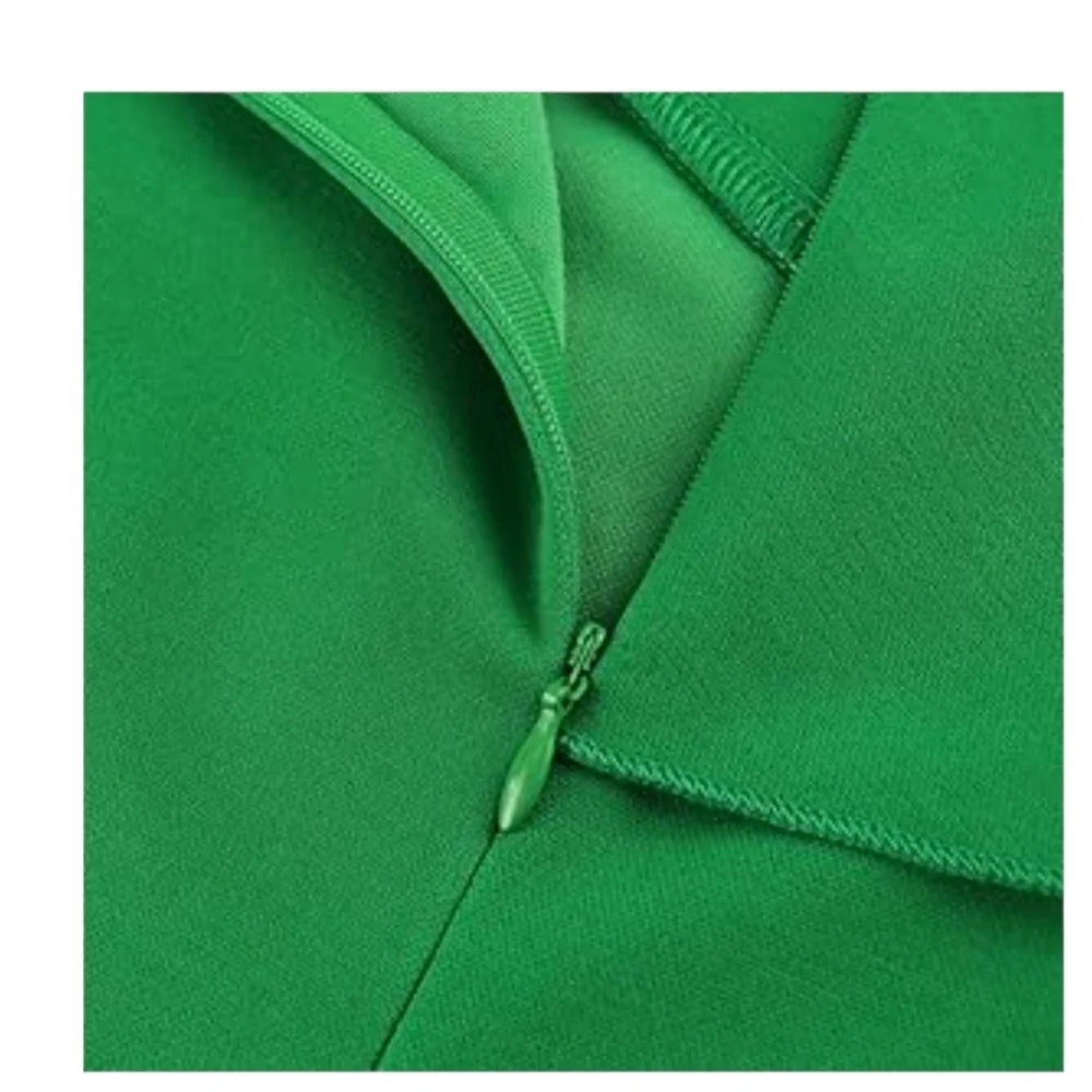 AOMEI - Medium Spring Asymmetrical Green Pleated Dress - Picture 9 of 16